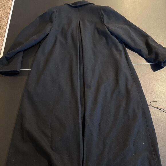 Vintage Leslie Fay 100% Pure Wool Black Long Coat Trench Dress Coat Size 10 USA - Picture 12 of 12